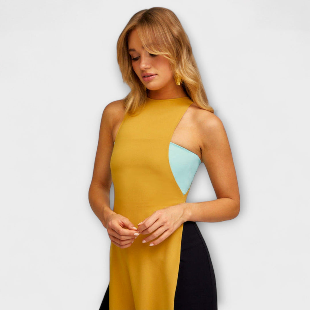Arlinda | Vestido bicolor moderno